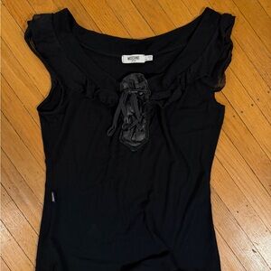 Moschino Black Lace-Up Scoop Neck Camisole